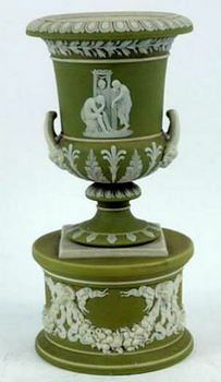 Wedgwood green jasper  urn on stand